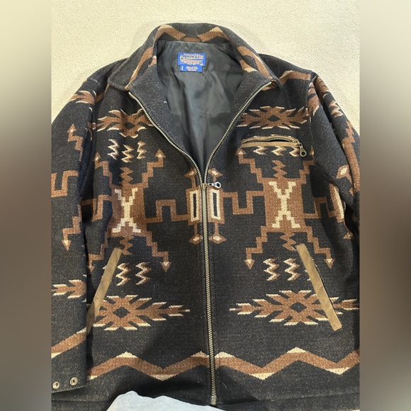 Pendleton  Vintage- Men's Black and Brown Geometric Jacket - Picture 3 of 15